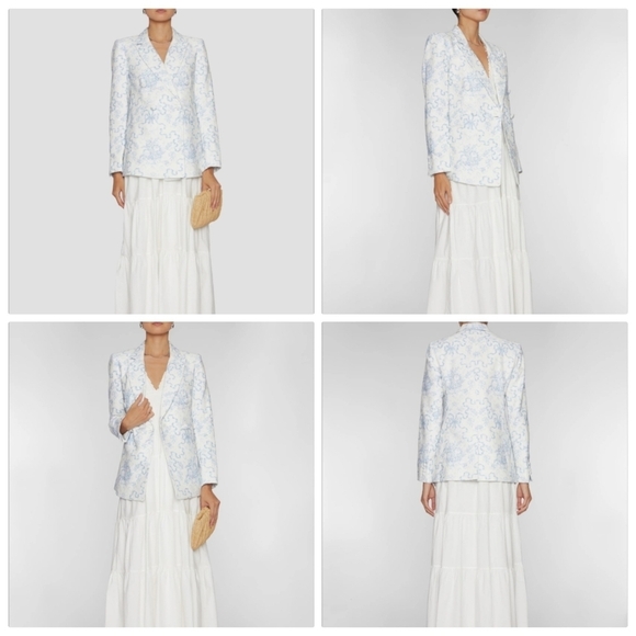 New LoveShackFancy Lumine Linen Blissful Blue Double-Breasted Jacket Size 2 NWT - Picture 8 of 12